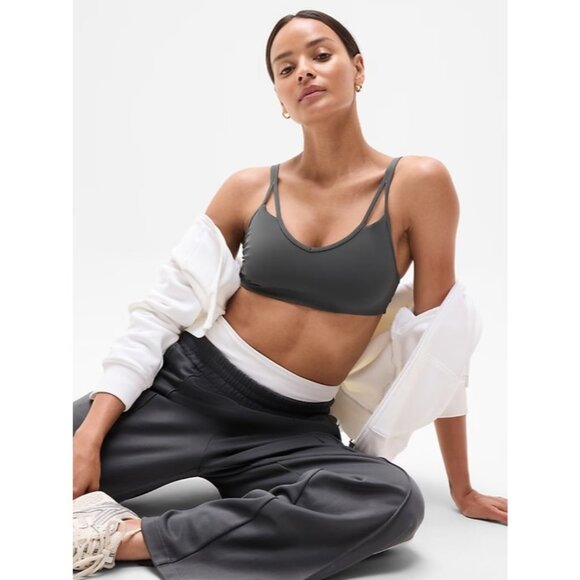 New Athleta M Cut Out Bra Shadow Grey Medium Cup D-DD - Picture 1 of 6
